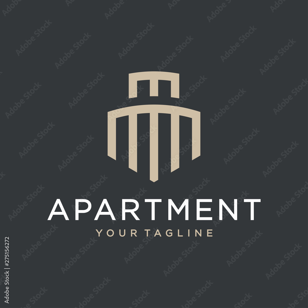 Naklejka premium Apartment logo design concept. Universal apartment logo.