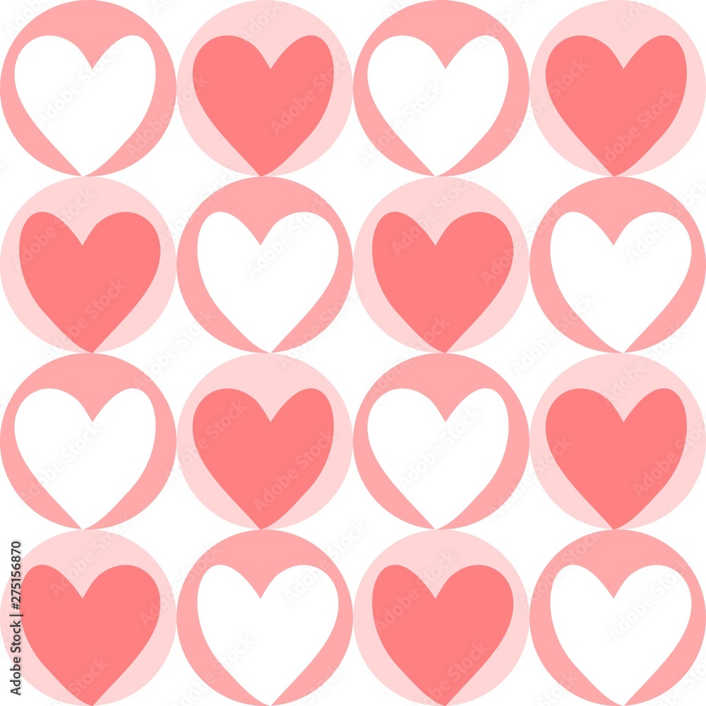 Set of hearts and circles on white background