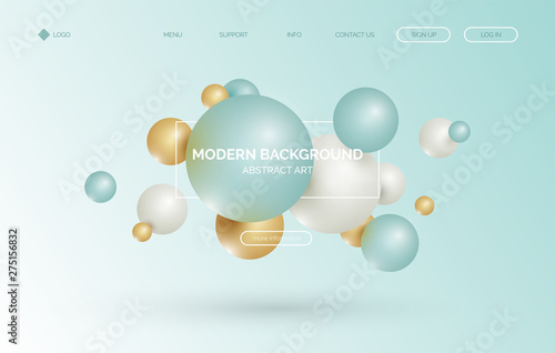 Fototapeta Naklejka Na Ścianę i Meble -  3d balloon, sphere realistic background, banner for presentation, landing page, web site.