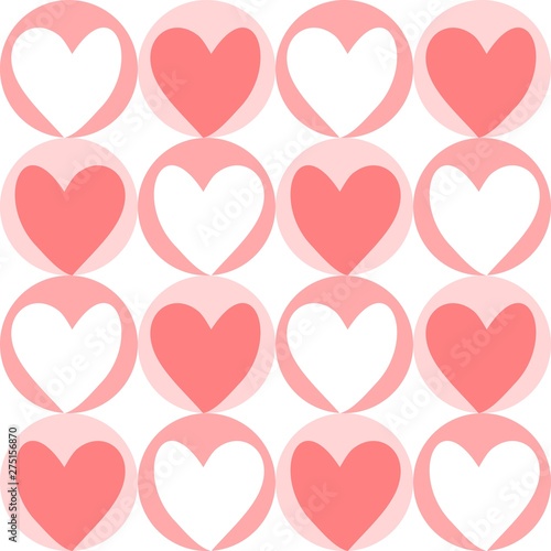 Set of hearts and circles on white background