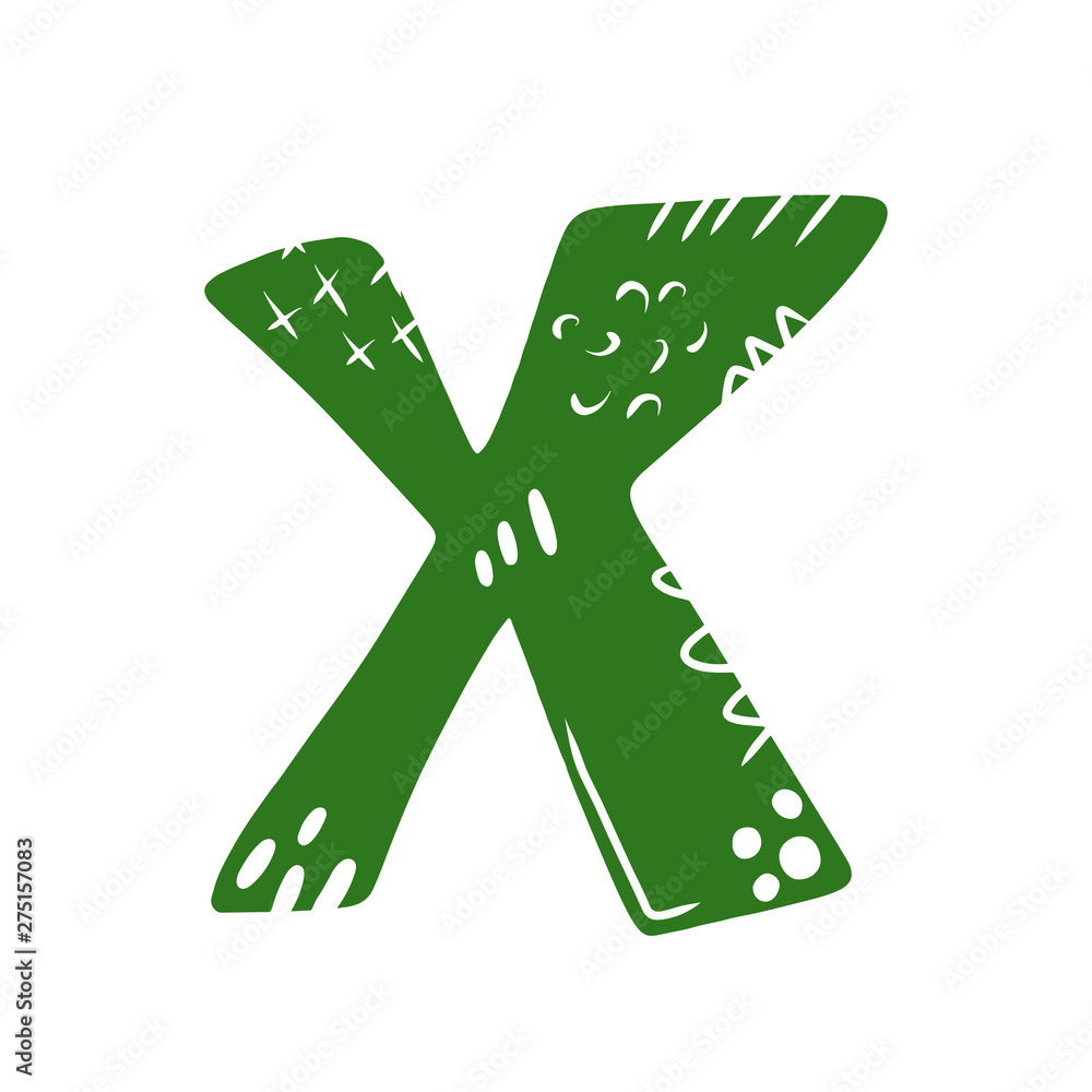 Letter X - abstract vector green font with cut dots, stripes, lines, spots. Abc, alphabet isolated on white background. Perfect illustration for your design - print, poster, card, logo, label Letter X - abstract vector green font with cut dots, stripes, lines, spots. Abc, alphabet isolated on white background. Perfect illustration for your design - print, poster, card, logo, label
