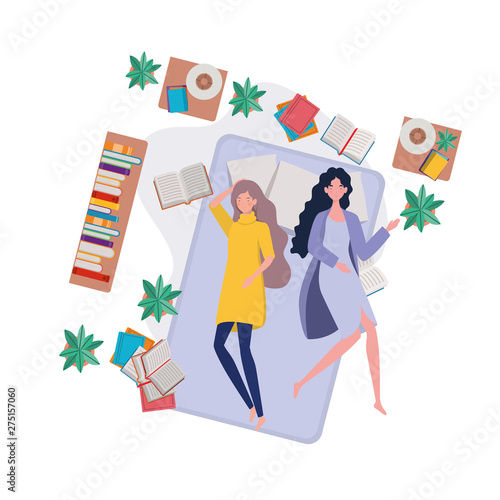 young women in bed with sleeping pose
