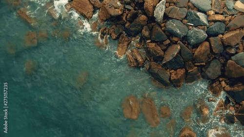 view of rocks and waves,aerial view