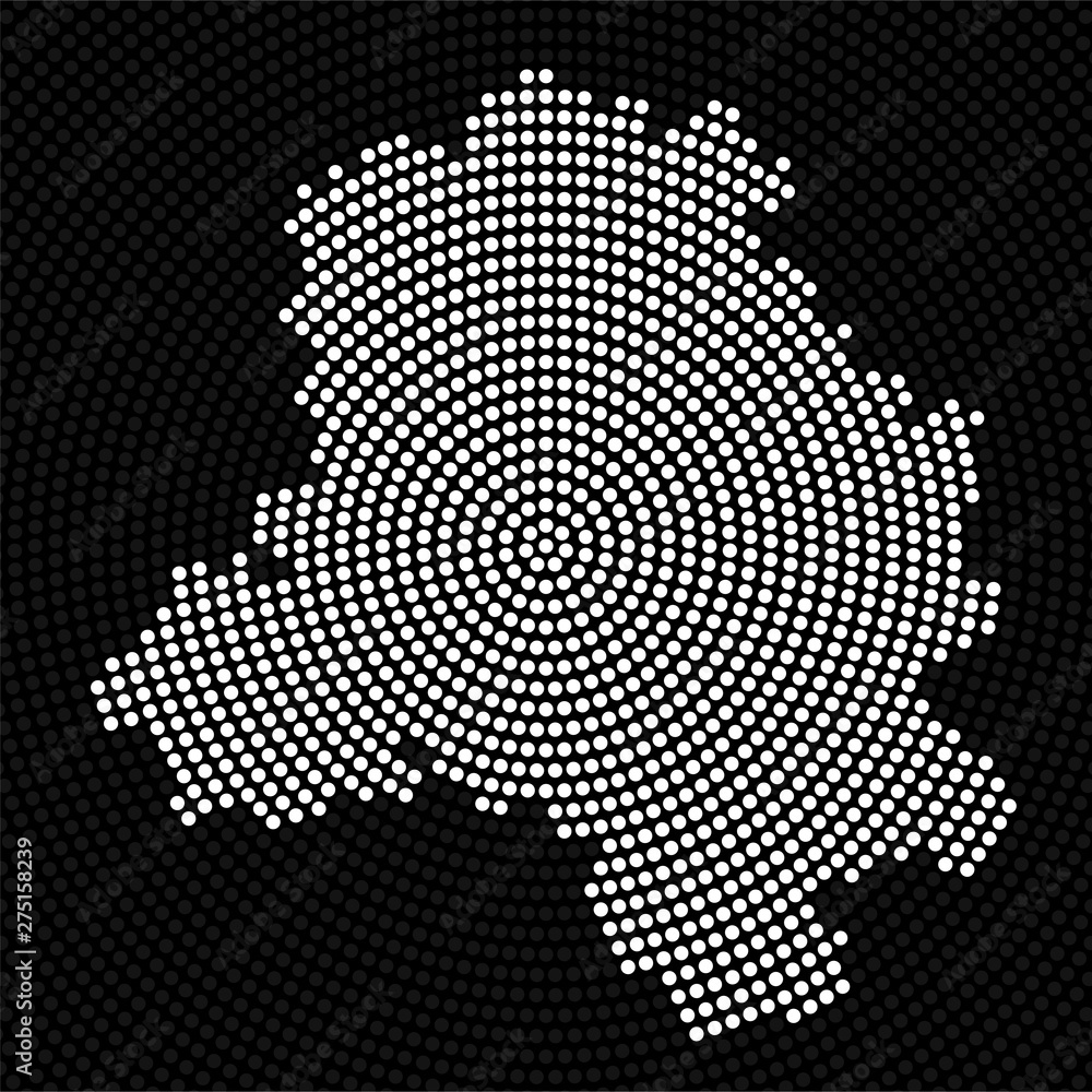 Abstract map Delhi of radial dots, halftone concept. Vector illustration, eps 10