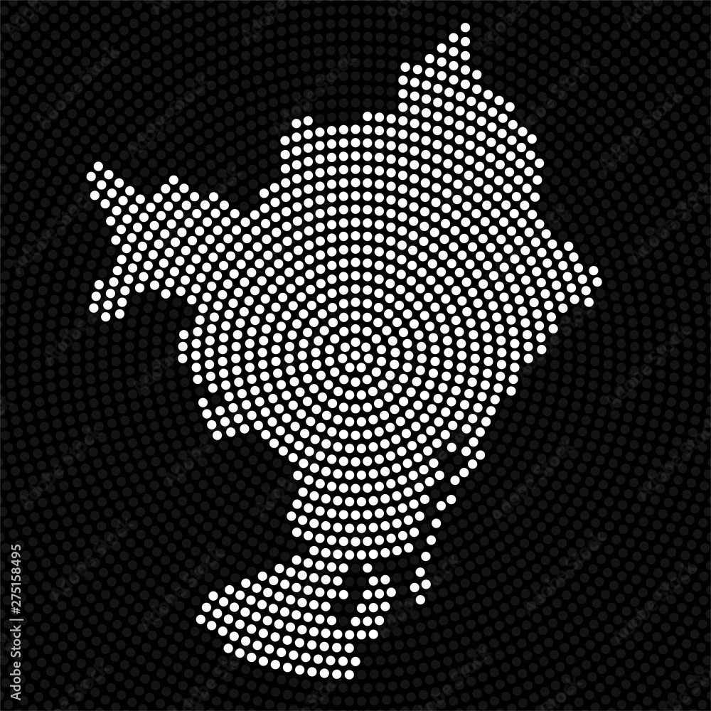 Abstract map Barcelona of radial dots, halftone concept. Vector illustration, eps 10
