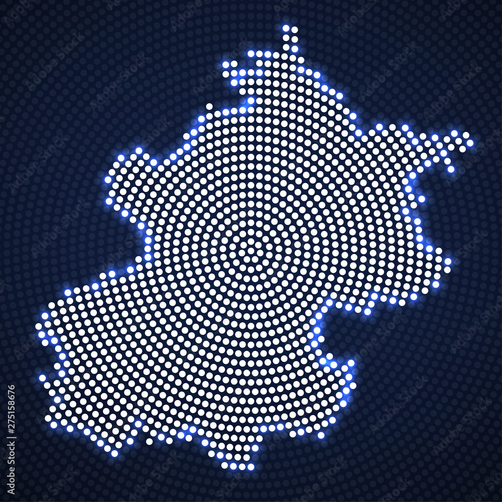 Abstract map Beijing of glowing radial dots, halftone concept. Vector illustration, eps 10