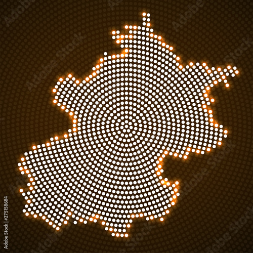Abstract map Beijing of glowing radial dots  halftone concept. Vector illustration  eps 10