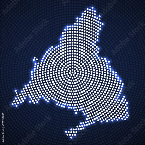 Abstract map Madrid of glowing radial dots, halftone concept. Vector illustration, eps 10