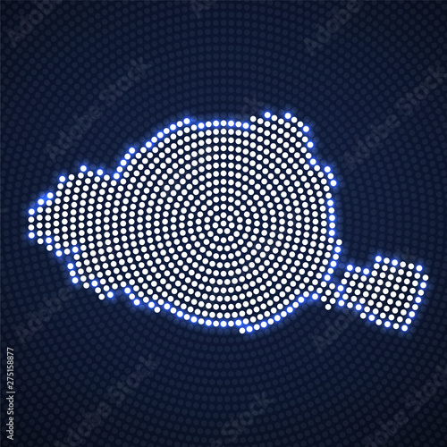 Abstract map Paris of glowing radial dots, halftone concept. Vector illustration, eps 10