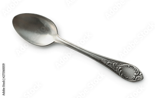 Top view of old silver tea spoon photo