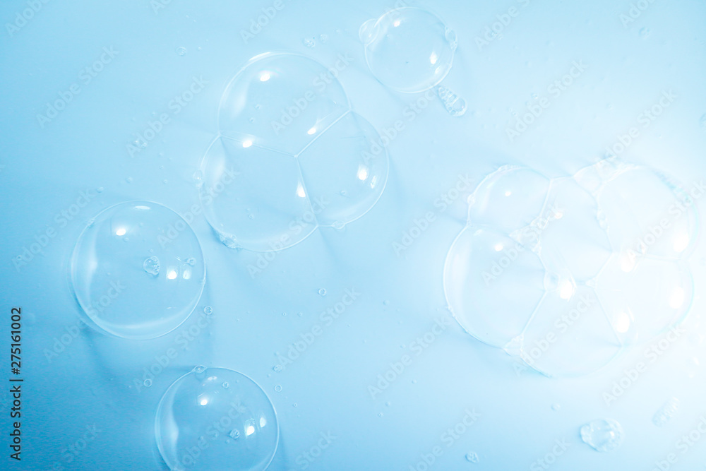 Beautiful abstract close up color blue and white soap bubbles background and wallpaper