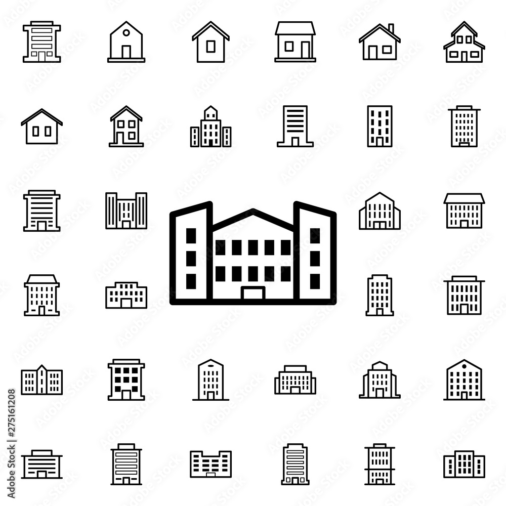 School icon. Universal set of buildings for website design and development, app development