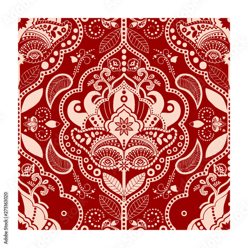 Seamless pattern traditional batik is printed by hand-made giving a feel ethnic, retro, classic vintage for Background, carpet, wallpaper, clothing, wrapping, fabric, batik, and vector illustration.
