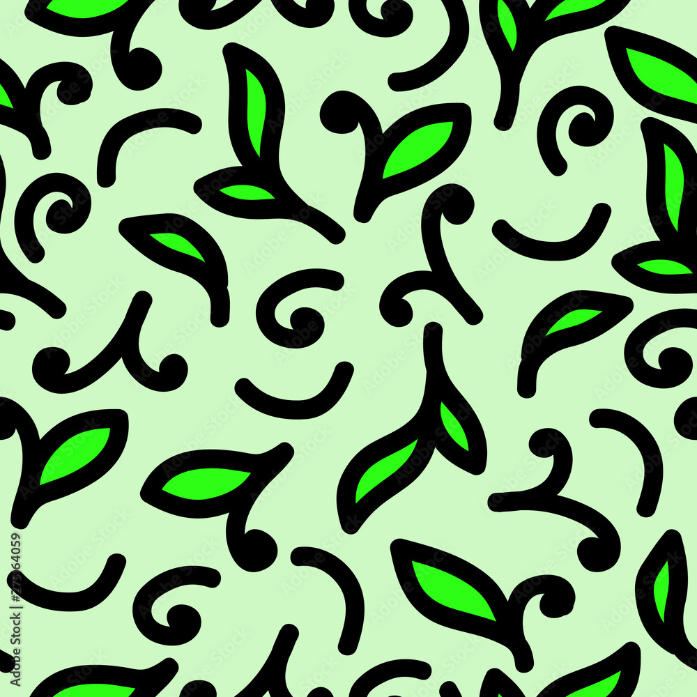 background seamless leaves, doodles. Vector background seamless leaves, doodles. Vector