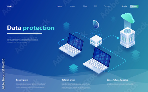 Digital service or app with data transfering. Web cloud technology business. Internet data services. Cloud data storage. Cloud computing technology users network.