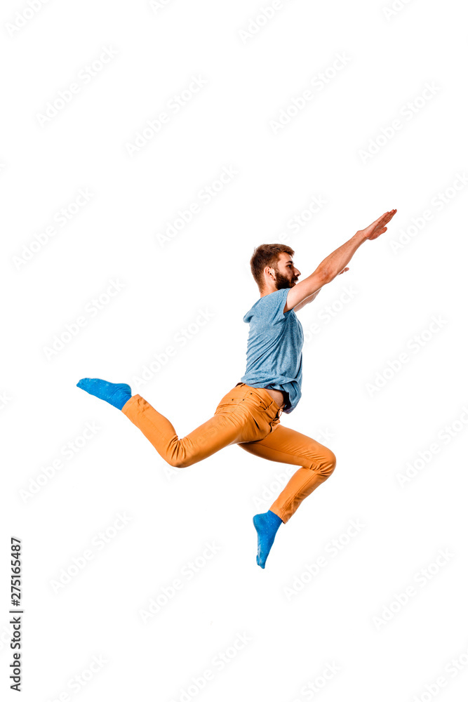 Cool young breakdancer isolated on white background