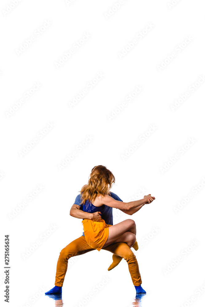 Dancing couple over the bright background