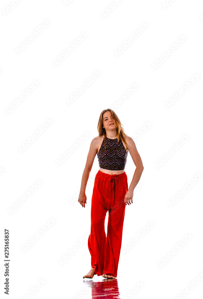 Naklejka premium Beuatiful female dancer. White background