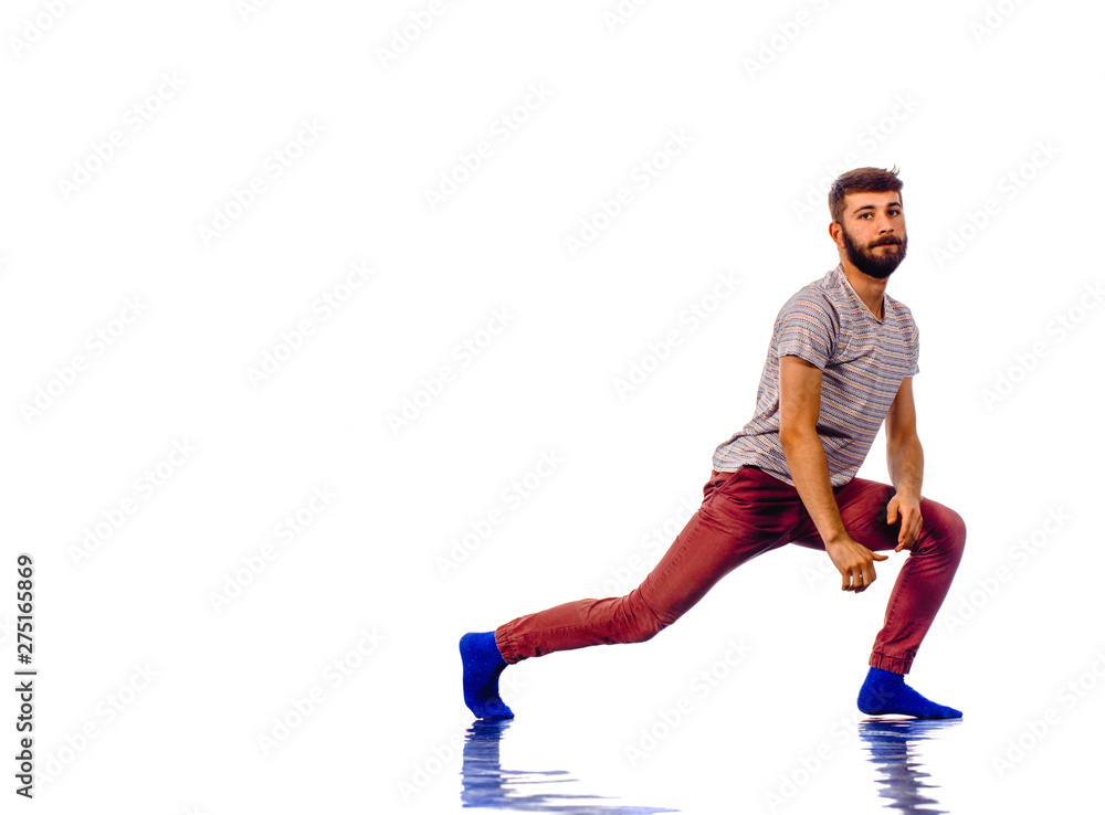 Young man dancing hip-hop at studio Young man dancing hip-hop at studio