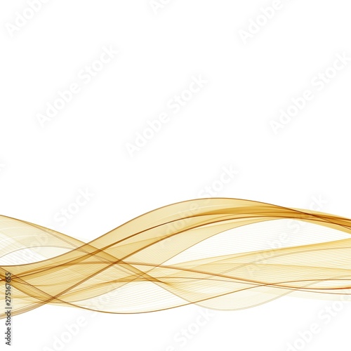 Abstract gold wavy on white background with golden color smooth curves wave lines for luxury background. eps 10