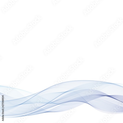 Soft blue smoke gradient futuristic liquid transparent background. Speed light swoosh fantasy wave border. Vector illustration © Kateryna