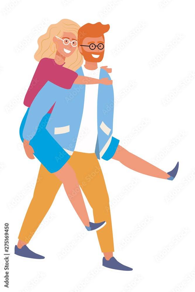 Couple of woman and man cartoon design Couple of woman and man cartoon design