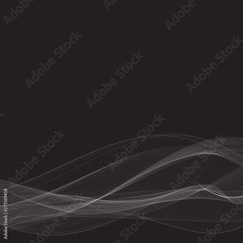 Vector abstract wave background. white wave on a black background eps 10