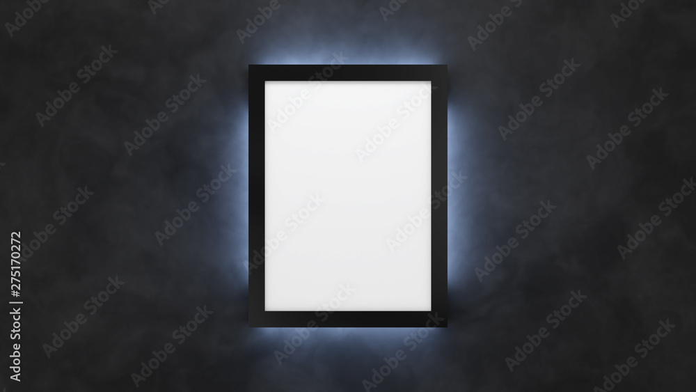 Αυτοκόλλητο Poster mockup on the black wall with backlight