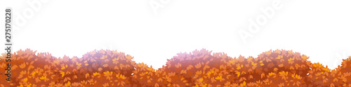 Background with fluffy thickets, bushes with dense foliage. Seamless border for design. Vector illustration