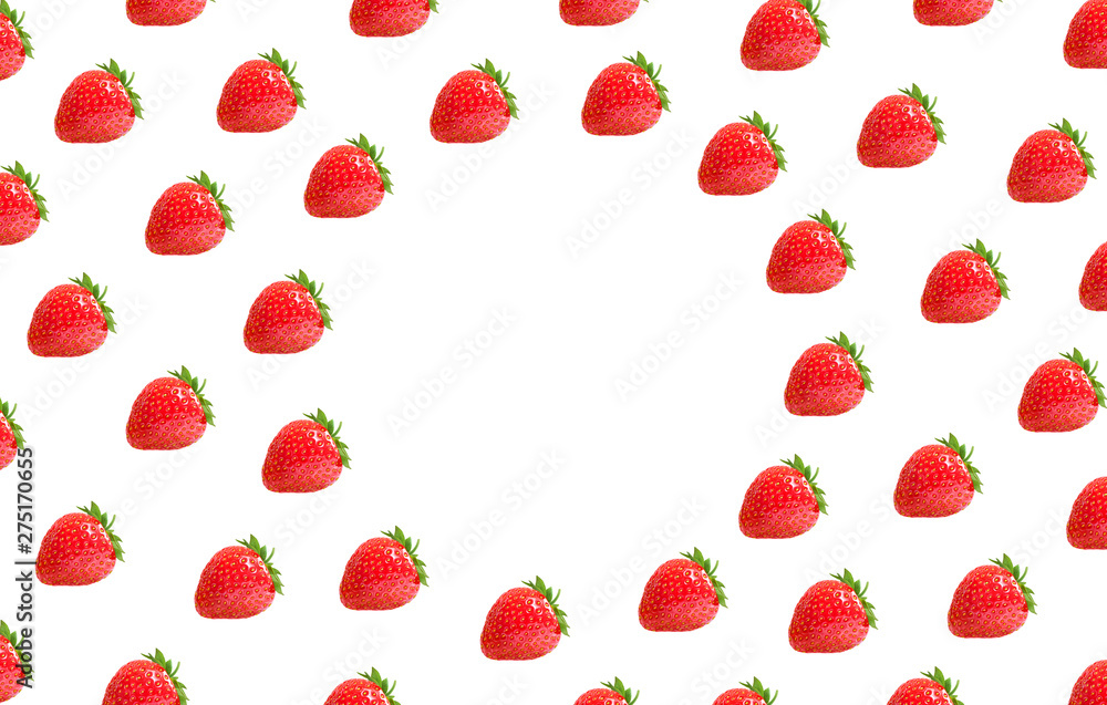 Flat lay composition with strawberry frame on a white background Flat lay composition with strawberry frame on a white background