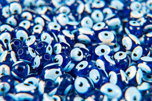 macro shot of evil eye beads, amulet