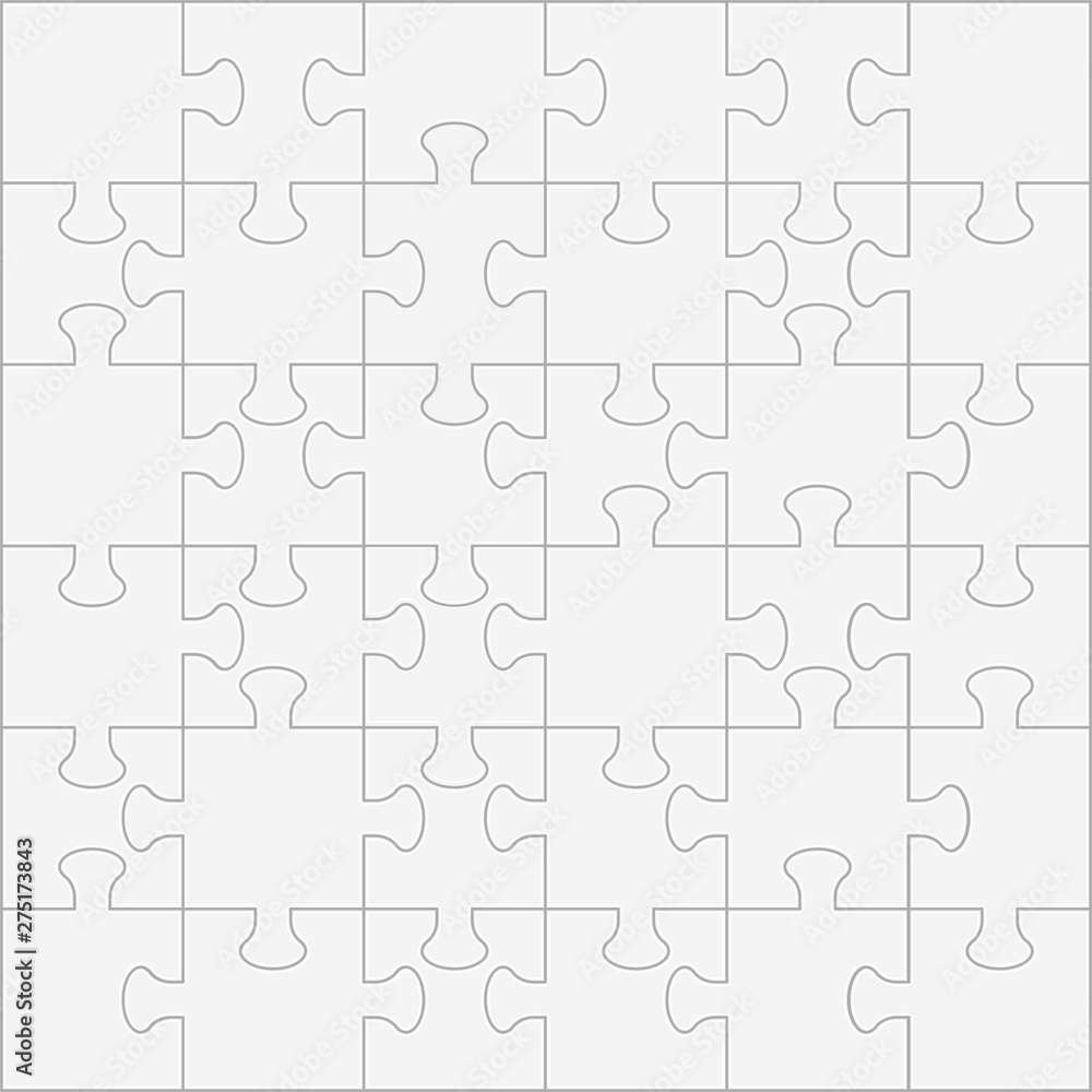 Puzzle paper vector set. White pieces for infographic illustrations, business concepts, infocharts, teamwork difficulties. Squares with jigsaws, connecting elements. Brochure, posters, banner decor.