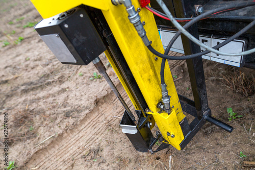 Soil Sampling. Automated probe for soil samples taking sample with soil probe sampler. Environmental protection, organic soil certification, research.