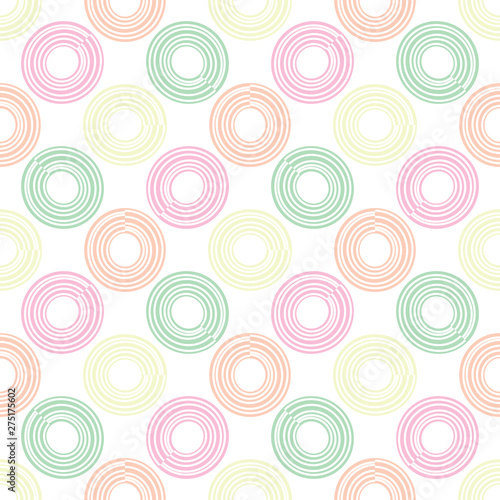  Abstract round seamless pattern with circles  rings. Vector illustration. 