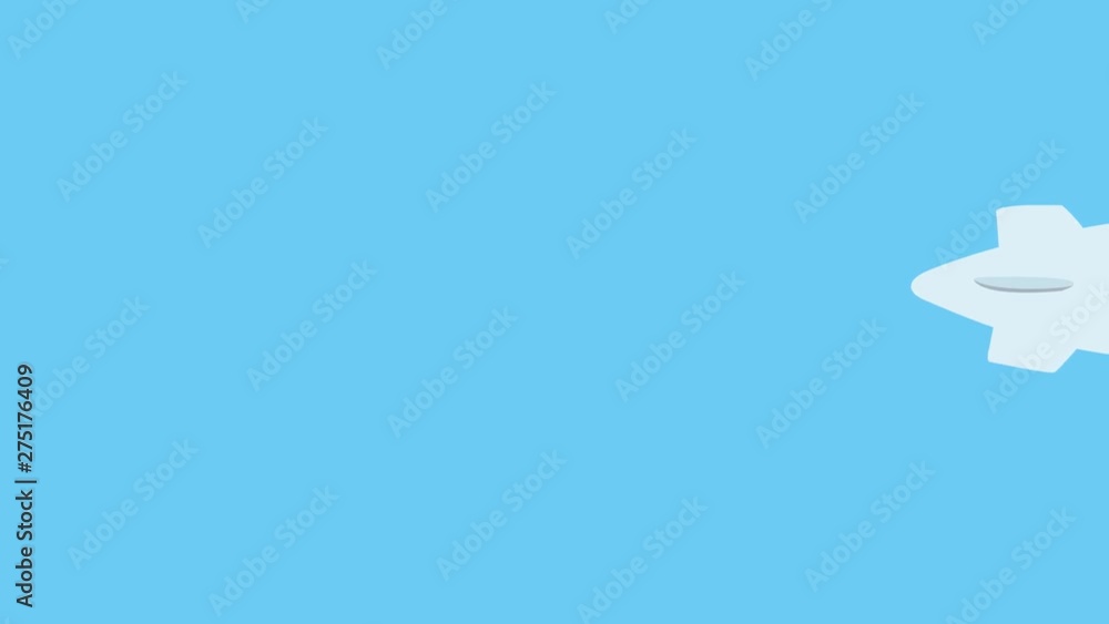 white airship flying on a blue background