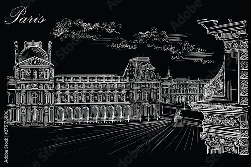 Black vector hand drawing Paris 10