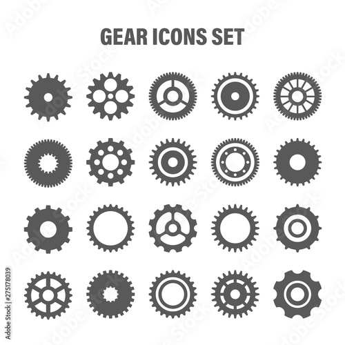 Gear wheels set. Retro vintage cogwheels collection. Industrial icons. Vector illustration