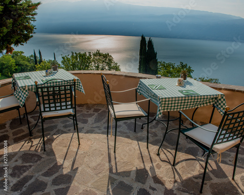 small table with chair overlooking Lake © pierluigipalazzi