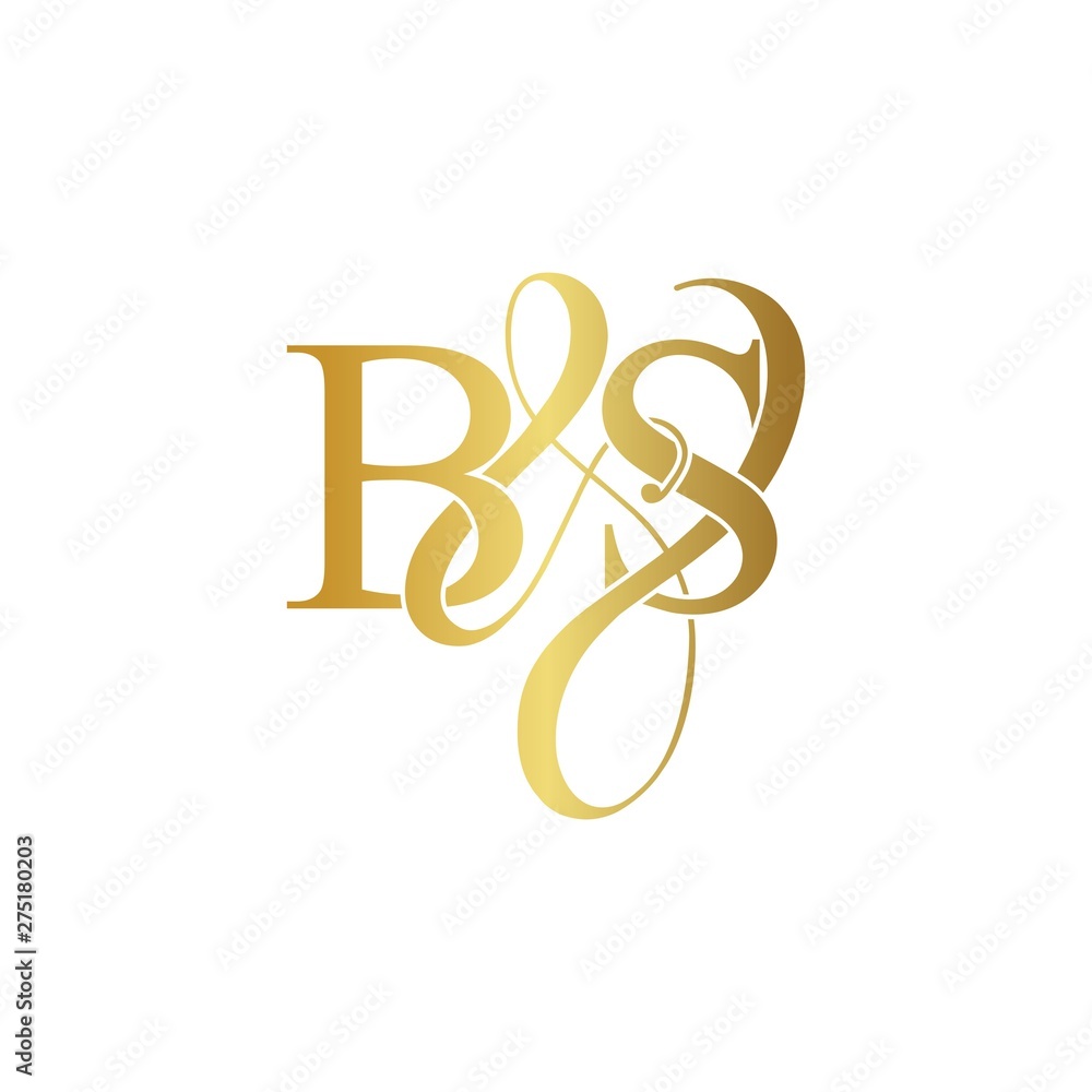 Initial letter B & S BS luxury art vector mark logo, gold color on white background. Initial letter B & S BS luxury art vector mark logo, gold color on white background.