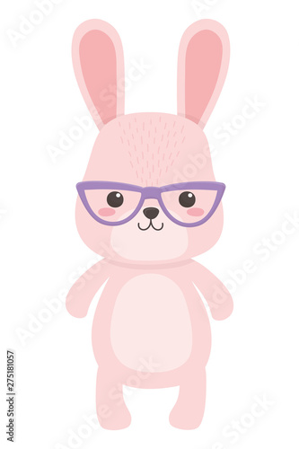 Rabbit cartoon with glasses design