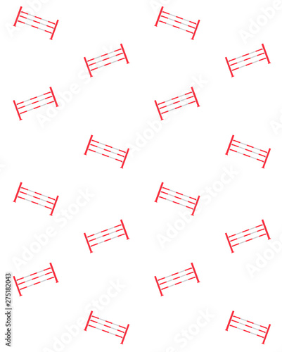Vector seamless pattern of equestrian horse show jumping obstacles isolated on white background