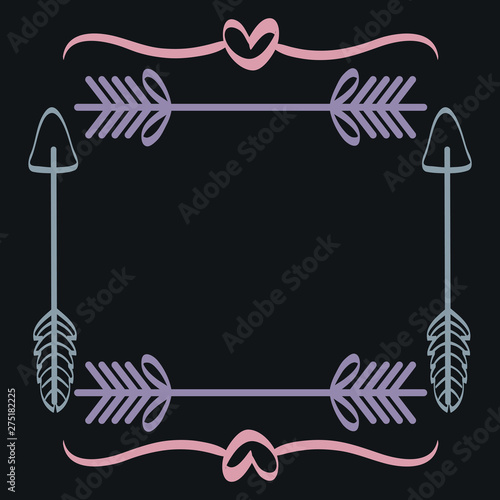 square frame with indian arrows boho style