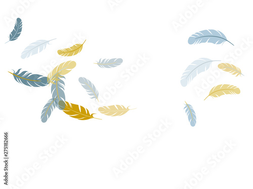 Fluffy twirled feathers on white design.