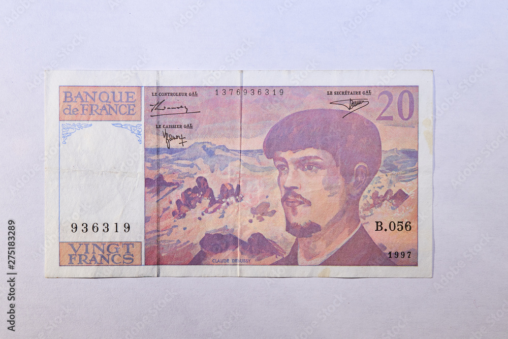 Billet de 20 francs Debussy 1997 verso
