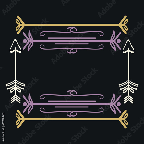 square frame with indian arrows boho style