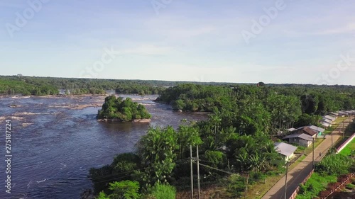 Wallpaper Mural Aerial orbital shot above a rural village next to Vaupes River in Brazil Torontodigital.ca