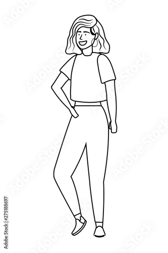 Isolated woman with board design