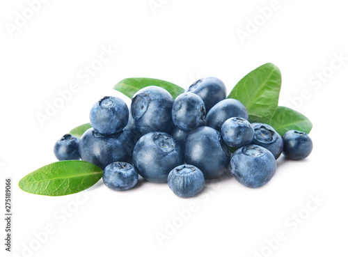 Fresh ripe blueberry on white background