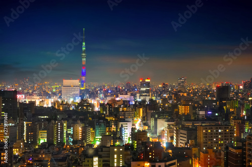 Scenic view of the city of tokyo, the capital city of Japan at night
