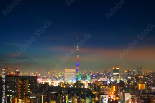 Scenic view of the city of tokyo, the capital city of Japan at night